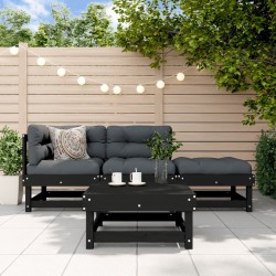 vidaXL 4-tlg. Garten-Lounge-Set Schwarz Massivholz Kiefer