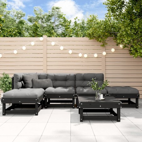 vidaXL 6-tlg. Garten-Lounge-Set Schwarz Massivholz Kiefer