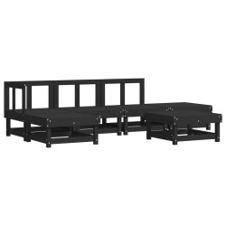 vidaXL 6-tlg. Garten-Lounge-Set Schwarz Massivholz Kiefer