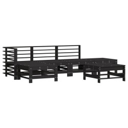 vidaXL 6-tlg. Garten-Lounge-Set Schwarz Massivholz Kiefer
