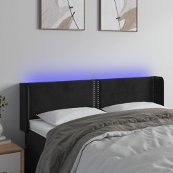vidaXL LED Kopfteil Schwarz 147x16x78/88 cm Samt