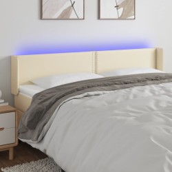vidaXL LED Kopfteil Creme 183x16x78/88 cm Kunstleder