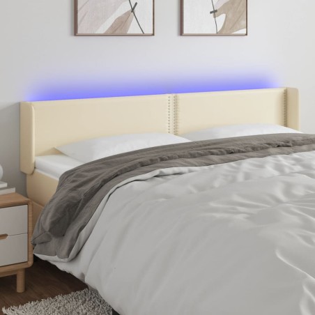 vidaXL LED Kopfteil Creme 183x16x78/88 cm Kunstleder