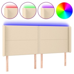 vidaXL LED Kopfteil Creme 183x16x118/128 cm Stoff