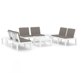 vidaXL 6-tlg. Garten-Lounge-Set mit Auflagen Kunststoff Weiß