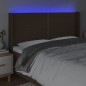 vidaXL LED Kopfteil Dunkelbraun 183x16x118/128 cm Stoff