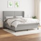 vidaXL Boxspringbett mit Matratze Hellgrau 180x200 cm Stoff vidaXL Boxspringbett mit Matratze Hellgrau 180x200 cm Stoff
