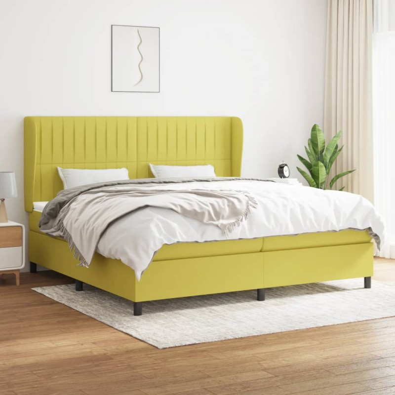 vidaXL Boxspringbett mit Matratze Grün 200x200 cm Stoff vidaXL Boxspringbett mit Matratze Grün 200x200 cm Stoff
