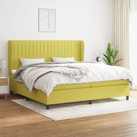 vidaXL Boxspringbett mit Matratze Grün 200x200 cm Stoff