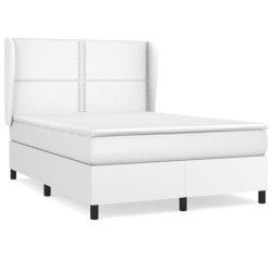vidaXL Boxspringbett mit Matratze Weiß 140x190 cm Kunstleder