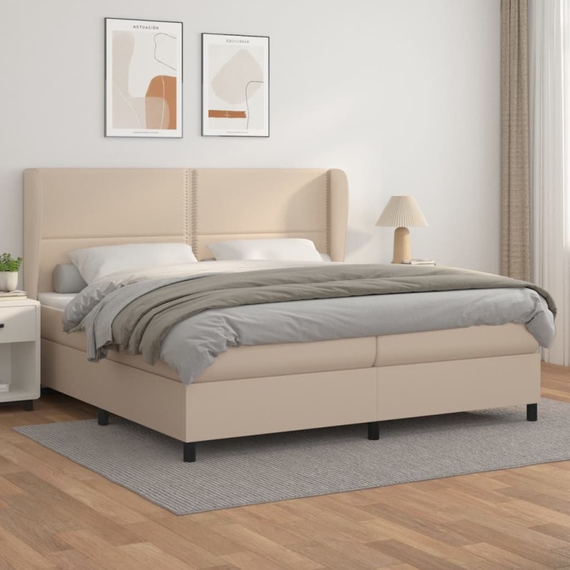 vidaXL Boxspringbett Matratze Cappuccino-Braun 200x200cm Kunstleder vidaXL Boxspringbett Matratze Cappuccino-Braun 200x200cm Kunstleder
