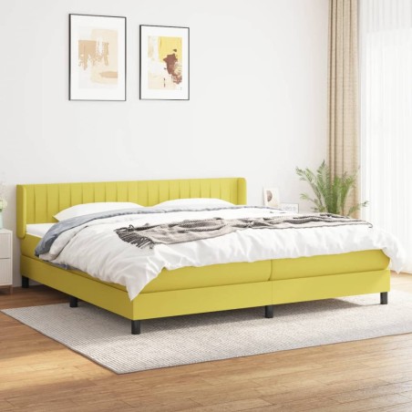 vidaXL Boxspringbett mit Matratze Grün 200x200 cm Stoff