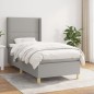 vidaXL Boxspringbett mit Matratze Hellgrau 90x190 cm Stoff vidaXL Boxspringbett mit Matratze Hellgrau 90x190 cm Stoff