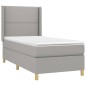 vidaXL Boxspringbett mit Matratze Hellgrau 90x190 cm Stoff vidaXL Boxspringbett mit Matratze Hellgrau 90x190 cm Stoff