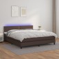 vidaXL Boxspringbett mit Matratze & LED Braun 180x200 cm Kunstleder vidaXL Boxspringbett mit Matratze & LED Braun 180x200 cm Kunstleder