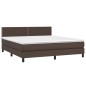 vidaXL Boxspringbett mit Matratze & LED Braun 180x200 cm Kunstleder vidaXL Boxspringbett mit Matratze & LED Braun 180x200 cm Kunstleder
