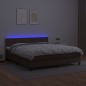 vidaXL Boxspringbett mit Matratze & LED Braun 180x200 cm Kunstleder vidaXL Boxspringbett mit Matratze & LED Braun 180x200 cm Kunstleder