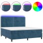 vidaXL Boxspringbett mit Matratze & LED Dunkelblau 160x200 cm Samt vidaXL Boxspringbett mit Matratze & LED Dunkelblau 160x200 cm Samt