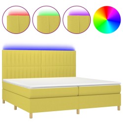 vidaXL Boxspringbett mit Matratze & LED Grün 200x200 cm Stoff