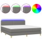 vidaXL Boxspringbett mit Matratze & LED Dunkelgrau 180x200 cm Stoff vidaXL Boxspringbett mit Matratze & LED Dunkelgrau 180x200 cm Stoff