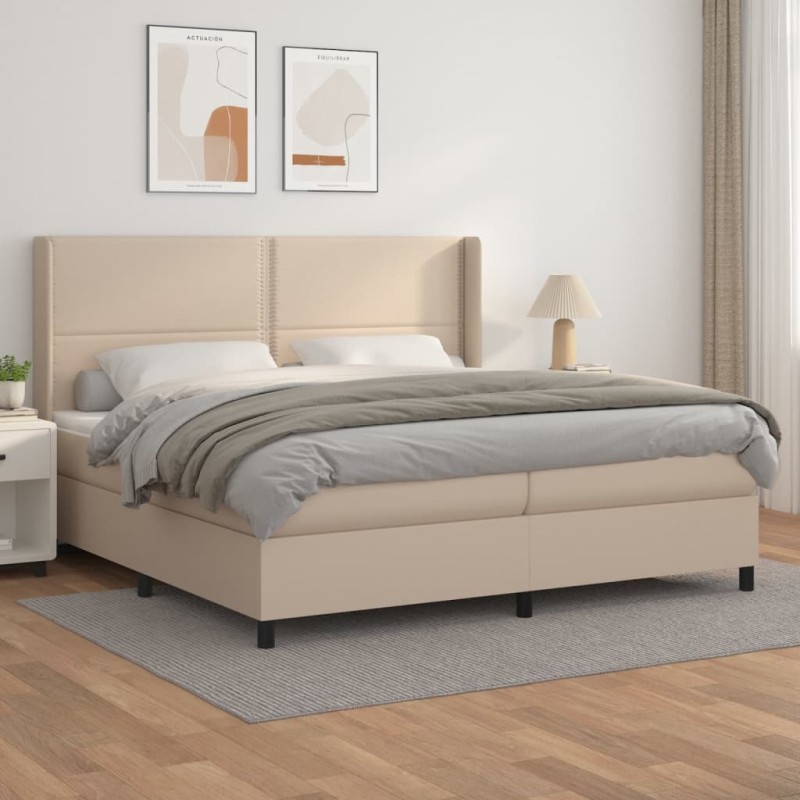vidaXL Boxspringbett Matratze Cappuccino-Braun 200x200cm Kunstleder vidaXL Boxspringbett Matratze Cappuccino-Braun 200x200cm Kunstleder