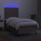 vidaXL Boxspringbett mit Matratze & LED Taupe 90x200 cm Stoff vidaXL Boxspringbett mit Matratze & LED Taupe 90x200 cm Stoff