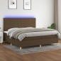 vidaXL Boxspringbett mit Matratze & LED Dunkelbraun 200x200 cm Stoff vidaXL Boxspringbett mit Matratze & LED Dunkelbraun 200x200 cm Stoff