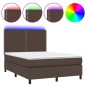 vidaXL Boxspringbett mit Matratze & LED Braun 140x200 cm Kunstleder vidaXL Boxspringbett mit Matratze & LED Braun 140x200 cm Kunstleder