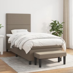 vidaXL Boxspringbett mit Matratze Taupe 90x200 cm Stoff