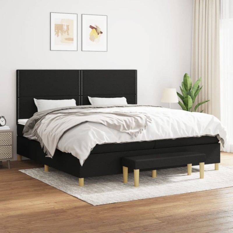 vidaXL Boxspringbett mit Matratze Schwarz 200x200 cm Stoff vidaXL Boxspringbett mit Matratze Schwarz 200x200 cm Stoff