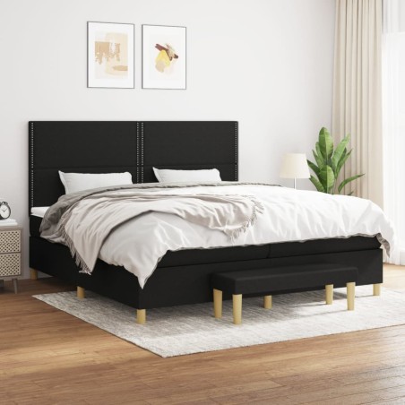 vidaXL Boxspringbett mit Matratze Schwarz 200x200 cm Stoff