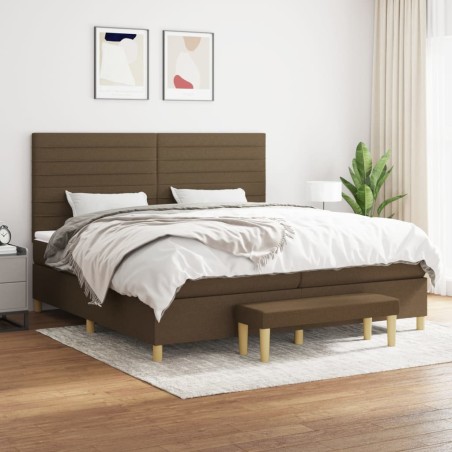 vidaXL Boxspringbett mit Matratze Dunkelbraun 200x200 cm Stoff