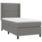 vidaXL Boxspringbett mit Matratze & LED Dunkelgrau 90x200 cm Stoff vidaXL Boxspringbett mit Matratze & LED Dunkelgrau 90x200 cm Stoff