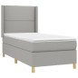 vidaXL Boxspringbett mit Matratze & LED Hellgrau 90x190 cm Stoff vidaXL Boxspringbett mit Matratze & LED Hellgrau 90x190 cm Stoff