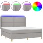 vidaXL Boxspringbett mit Matratze & LED Hellgrau 160x200 cm Stoff vidaXL Boxspringbett mit Matratze & LED Hellgrau 160x200 cm Stoff