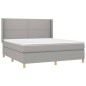 vidaXL Boxspringbett mit Matratze & LED Hellgrau 160x200 cm Stoff vidaXL Boxspringbett mit Matratze & LED Hellgrau 160x200 cm Stoff