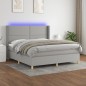 vidaXL Boxspringbett mit Matratze & LED Hellgrau 180x200 cm Stoff vidaXL Boxspringbett mit Matratze & LED Hellgrau 180x200 cm Stoff