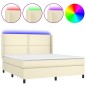vidaXL Boxspringbett mit Matratze & LED Creme 180x200 cm Kunstleder vidaXL Boxspringbett mit Matratze & LED Creme 180x200 cm Kunstleder