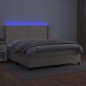 vidaXL Boxspringbett mit Matratze & LED Creme 180x200 cm Kunstleder vidaXL Boxspringbett mit Matratze & LED Creme 180x200 cm Kunstleder