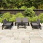6-tlg. Garten-Lounge-Set mit Auflagen Kunststoff Grau 6-tlg. Garten-Lounge-Set mit Auflagen Kunststoff Grau