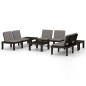 6-tlg. Garten-Lounge-Set mit Auflagen Kunststoff Grau 6-tlg. Garten-Lounge-Set mit Auflagen Kunststoff Grau