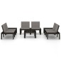 6-tlg. Garten-Lounge-Set mit Auflagen Kunststoff Grau 6-tlg. Garten-Lounge-Set mit Auflagen Kunststoff Grau