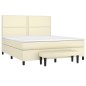 vidaXL Boxspringbett mit Matratze Creme 160x200 cm Kunstleder vidaXL Boxspringbett mit Matratze Creme 160x200 cm Kunstleder