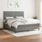 vidaXL Boxspringbett mit Matratze Dunkelgrau 180x200 cm Stoff vidaXL Boxspringbett mit Matratze Dunkelgrau 180x200 cm Stoff