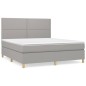 vidaXL Boxspringbett mit Matratze Hellgrau 160x200 cm Stoff vidaXL Boxspringbett mit Matratze Hellgrau 160x200 cm Stoff