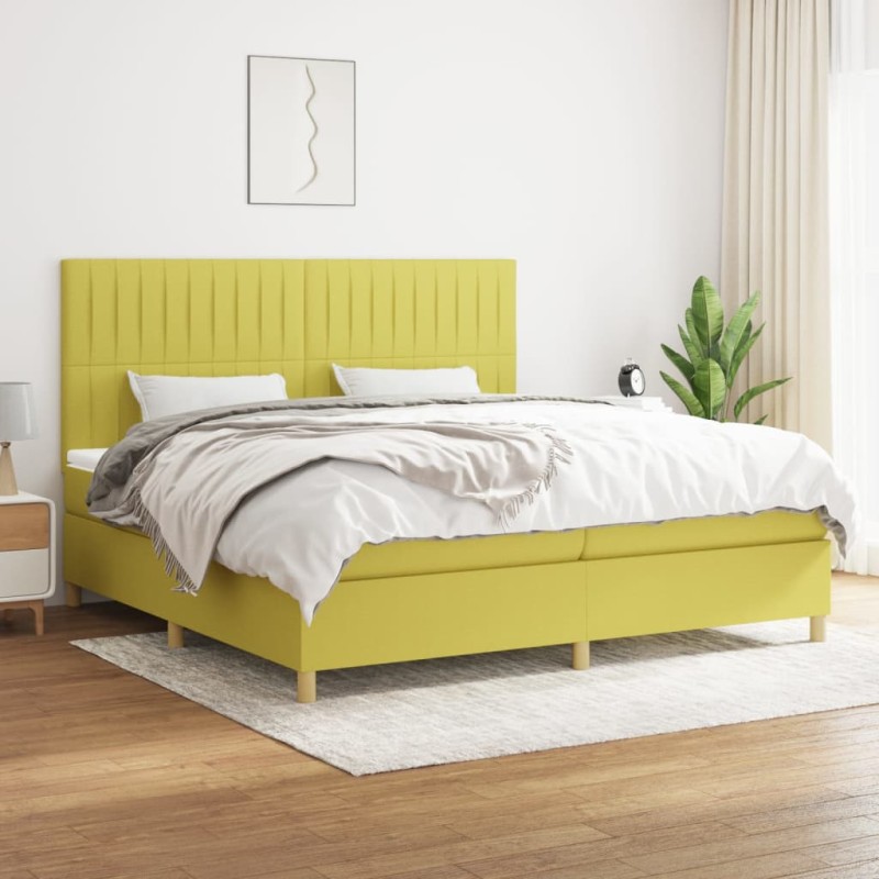 vidaXL Boxspringbett mit Matratze Grün 200x200 cm Stoff vidaXL Boxspringbett mit Matratze Grün 200x200 cm Stoff