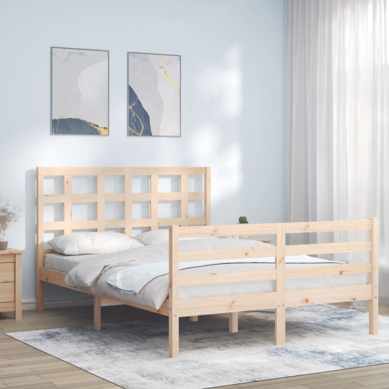 vidaXL Massivholzbett mit Kopfteil vidaXL Massivholzbett mit Kopfteil