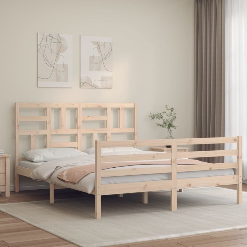 vidaXL Massivholzbett mit Kopfteil 160x200 cm vidaXL Massivholzbett mit Kopfteil 160x200 cm