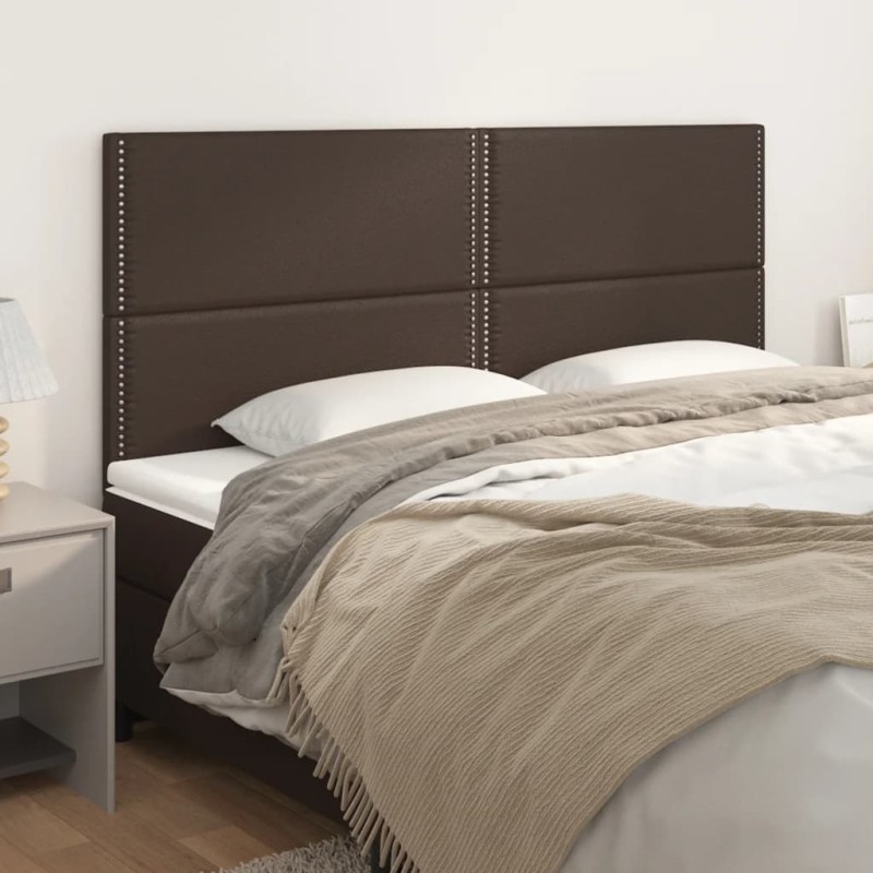 vidaXL Kopfteile 4 Stk. Braun 90x5x78/88 cm Kunstleder