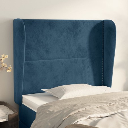 vidaXL Kopfteil mit Ohren Dunkelblau 83x23x118/128 cm Samt